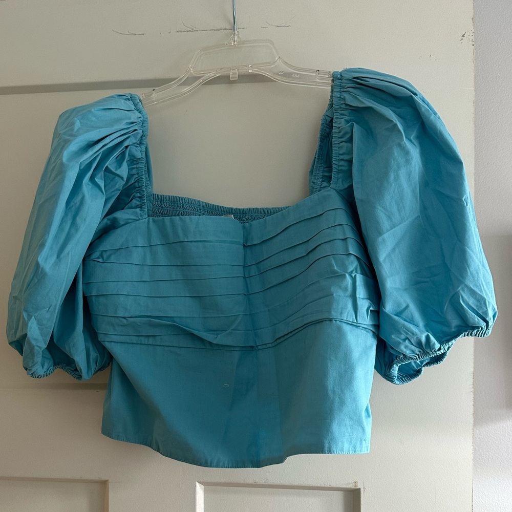 Blue Puff Sleeve Top Abercrombie
